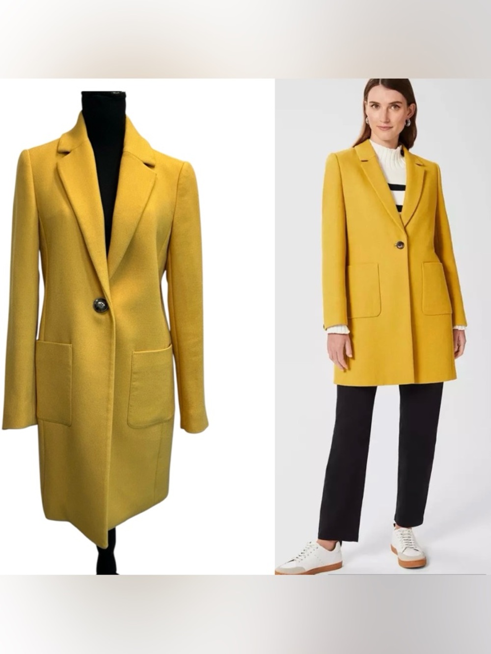 RW&CO Yellow Tailored Structured Single-Button Coat single breasted Sz S NWOT